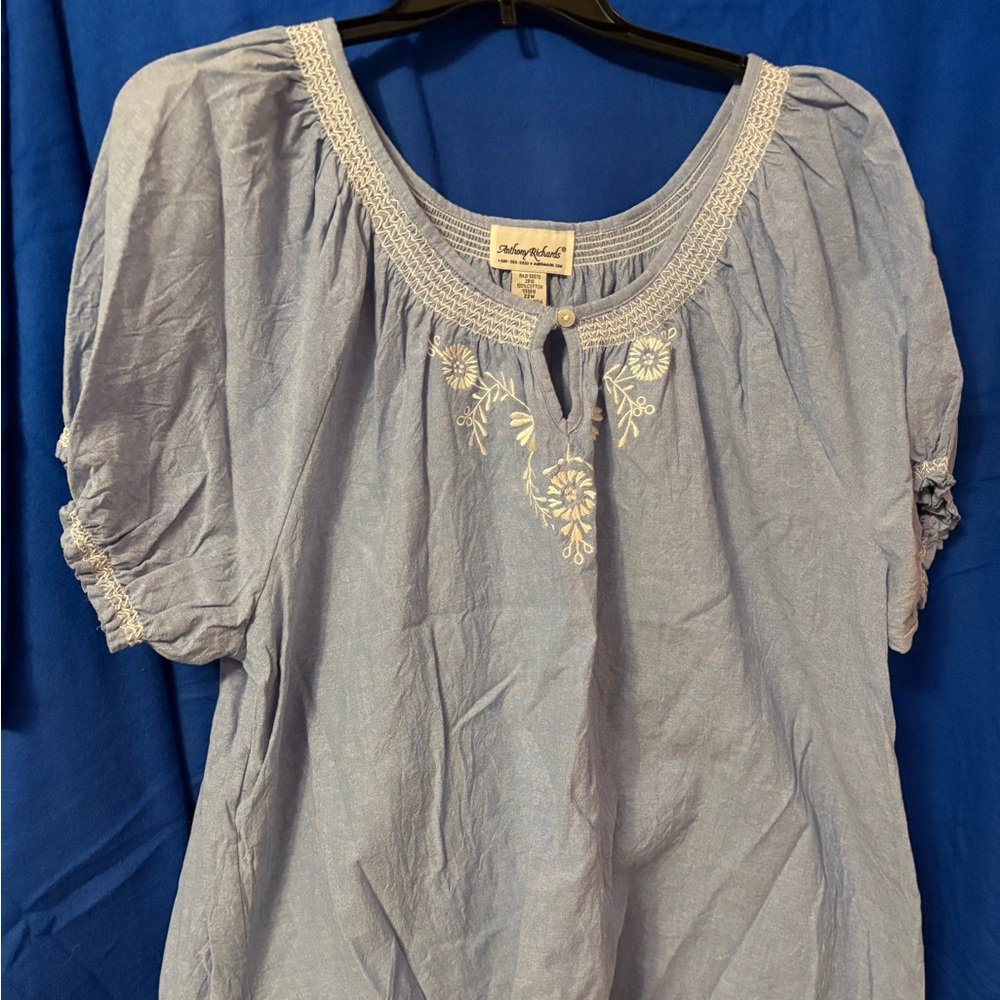 Anthony Richards blue top. Size 22W. Gently worn.